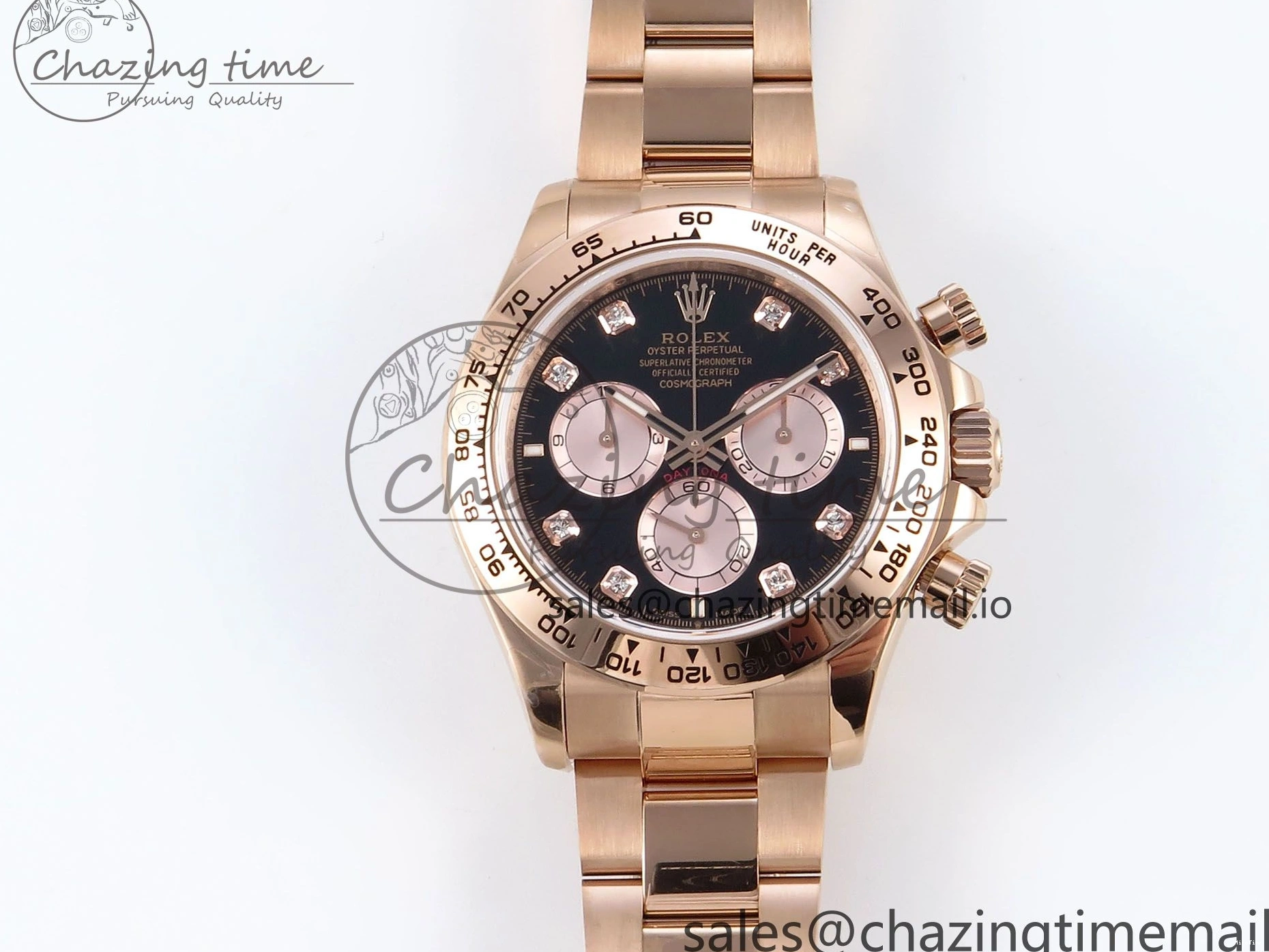 MiroTime 0215 EyeCatching Daytona 126505 QF 1:1 Best Edition Black RG Diamonds Dial on RG Braclet SH4131 V 715